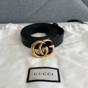 Gucci Leather Belt with Double GG Buckle